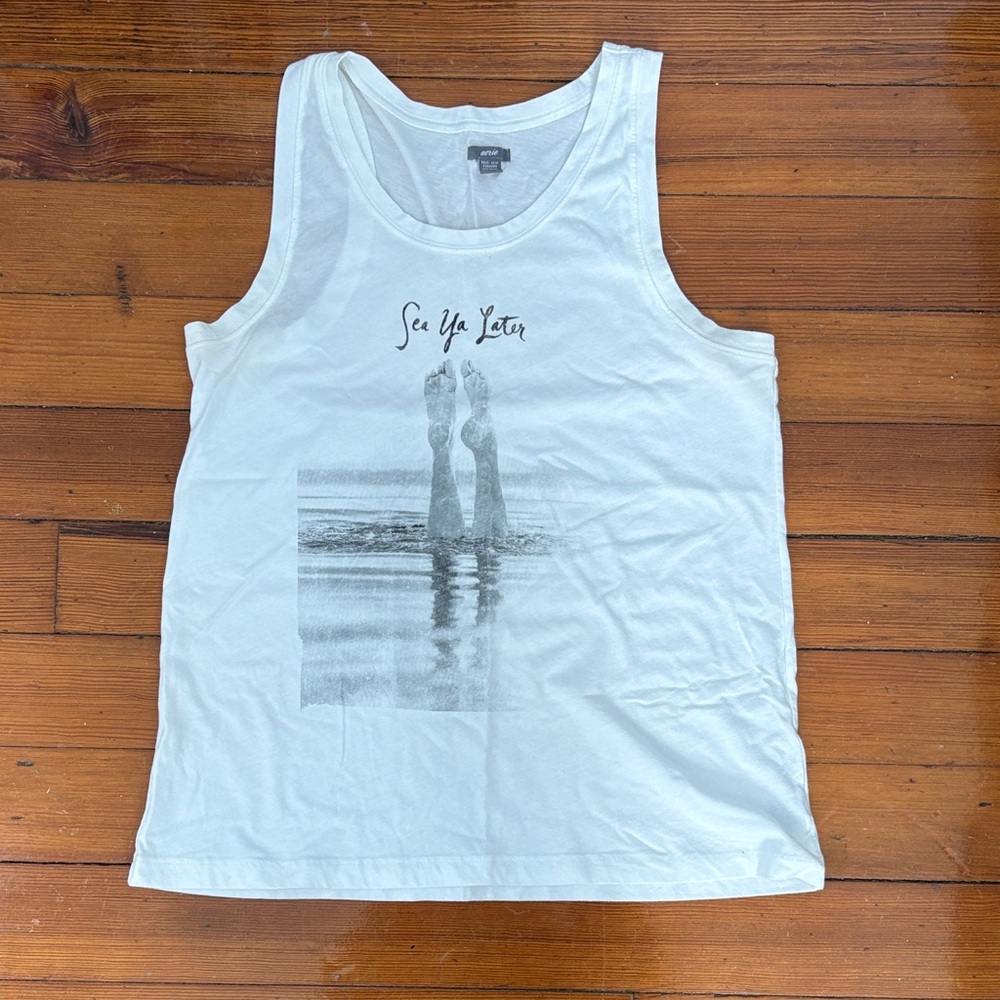White 'Sea Ya Later' Graphic Tank